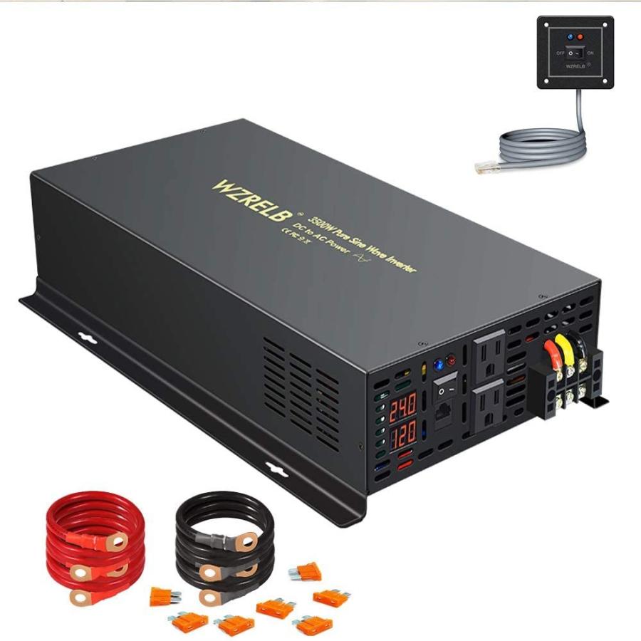 Black WZRELB Reliable 1500W Full Power Pure Sine Wave Solar Power Inverter Off Grid 12VDC to 120VAC Converter for Home 