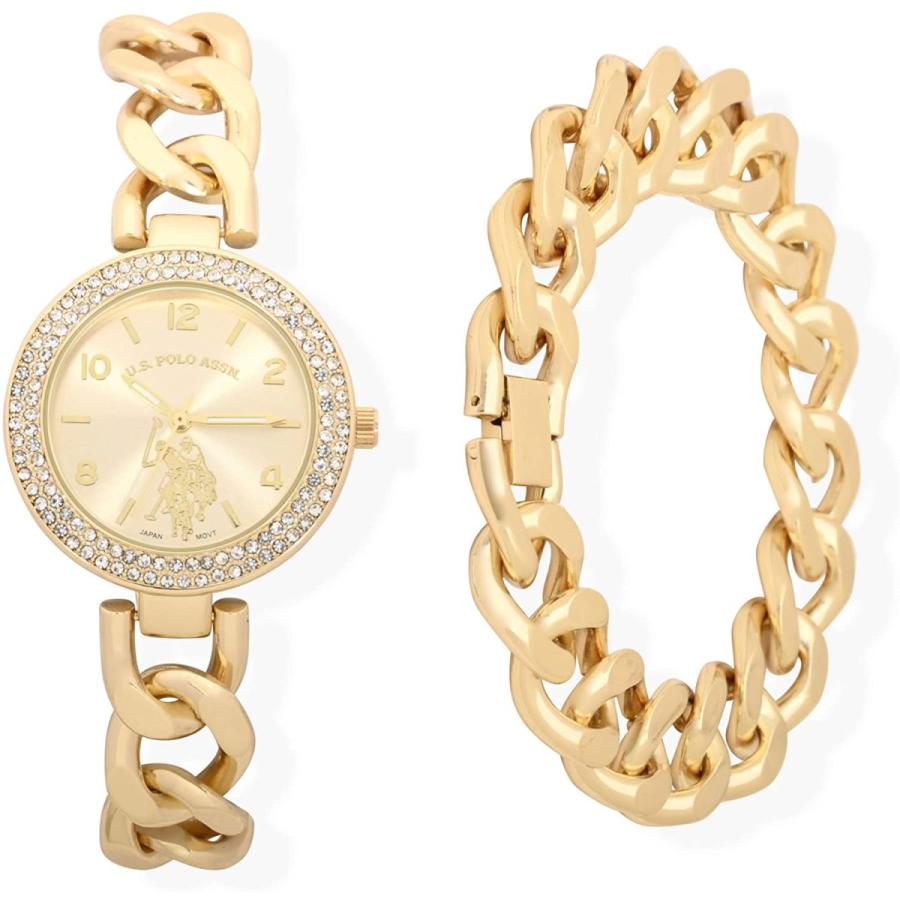 ディズニープリンセスのベビーグッズも大集合 Braclet And Bezel Diamond With Watch Analog Quartz Women S Assn Polo U S 海外の輸入品ショップ 世界中の様々なアイテムをお得に購入 Set 並行輸入品 Gold レディースアクセサリー Dagl Tg