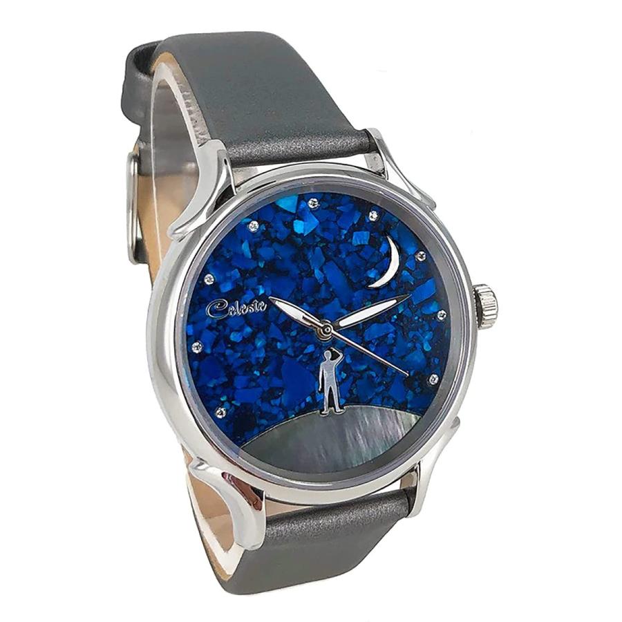 人気大割引 Watch Women S Stargazer Blue Celeste 海外の輸入品ショップ 世界中の様々なアイテムをお得に購入 35mm 並行輸入品 Strap Calfskin Silver Satin Dial Abalone Handcrafted Quartz Swiss レディースアクセサリー
