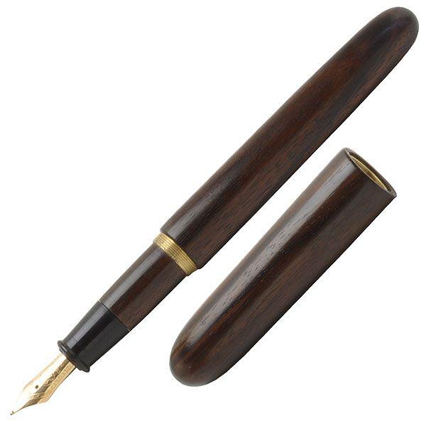 平井木工挽物所 万年筆 漆塗り 雲舟シリーズ 14金ペン先 ペン休め・正絹西陣織ペンケース付 縞黒檀 KT-GM プレゼント ギフト バレンタインデー