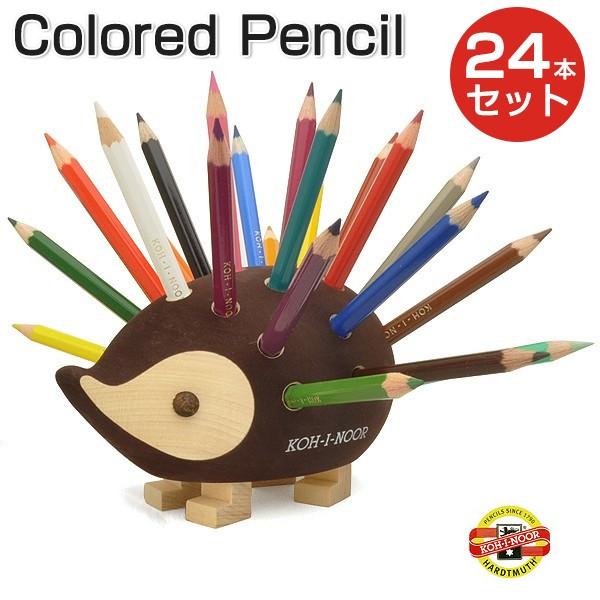 色鉛筆 コヒノール プレゼント ハリネズミ型色鉛筆スタンド 9960M24001 小 24本セット  画材 油性母の日｜penworld