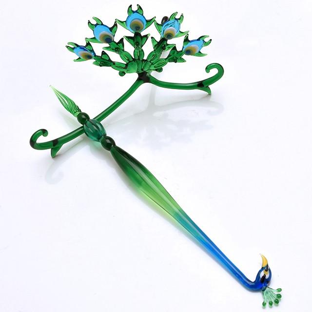 ガラスペン 池原敬 デザイン ペン置きセット 孔雀 PEACOCK ハンドメイド ガラスペン ペン置き セット 日本製 池原 敬 孔雀 PEACOCK-SET あす