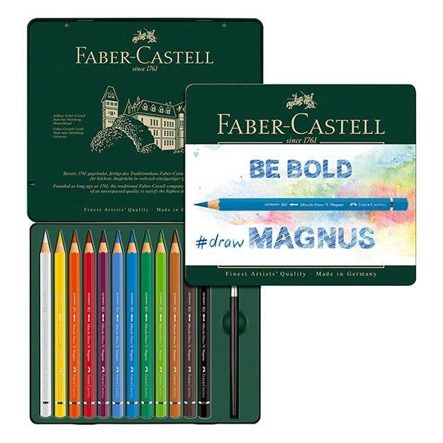色鉛筆 賜物 ファーバーカステル Faber Castell 水彩色鉛筆 アルブレヒト デューラー マグナス プロ おすすめ 高級 12色 プレゼント 缶入り 筆つき