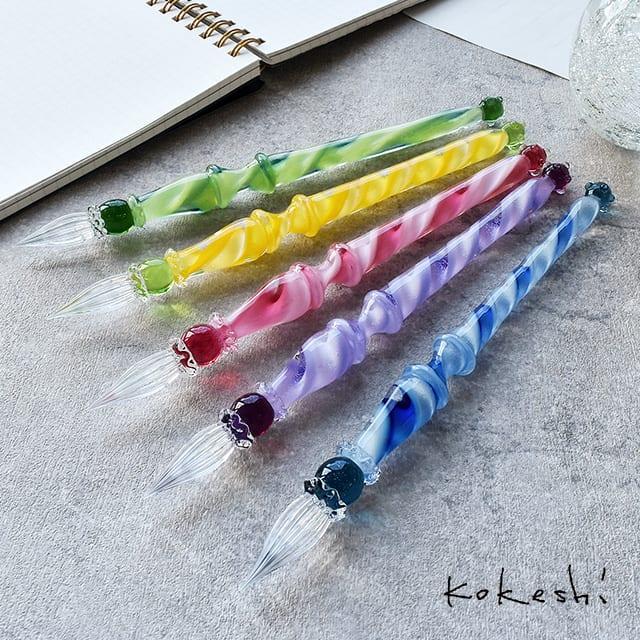 ガラスペン 日本製 Kokeshi コケシ リボンケーン Lollipop Long ガラスペン 日本製 Kokeshi コケシ リボンケーン Lollipop Long