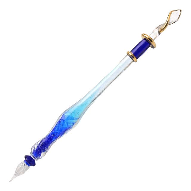 HASE硝子工房 ガラスペン 青　ブルー　流水　ショート　値下げ 050fab8825e6e1d884ccc7673fc8f8