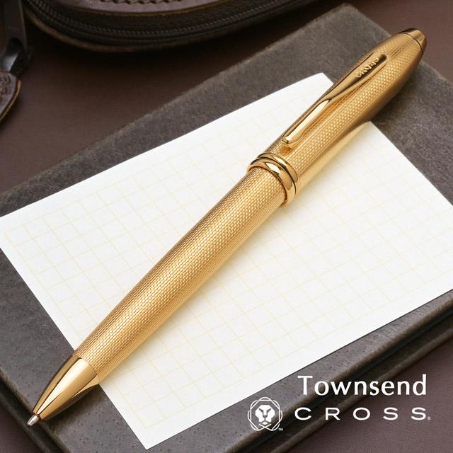 【未使用品】CROSS タウンゼント　23金ゴールドプレート　ボールペン タウンゼント ボールペン 名入れ クロス ダイヤモンドパターン 23金
