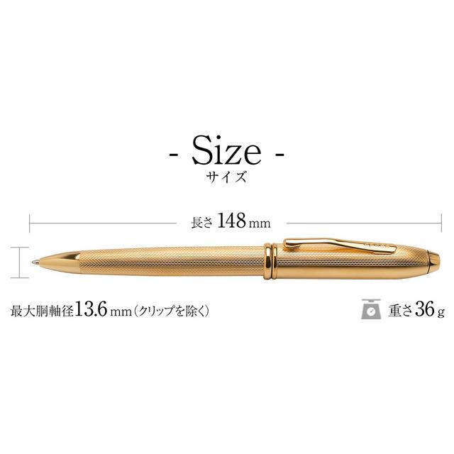 タウンゼント ボールペン 名入れ クロス ダイヤモンドパターン 23金