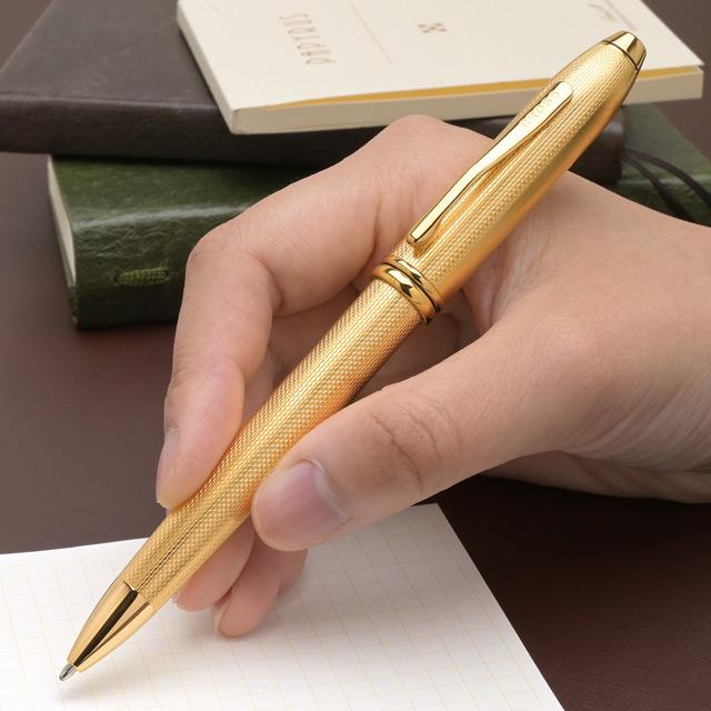 タウンゼント ボールペン 名入れ クロス ダイヤモンドパターン 23金
