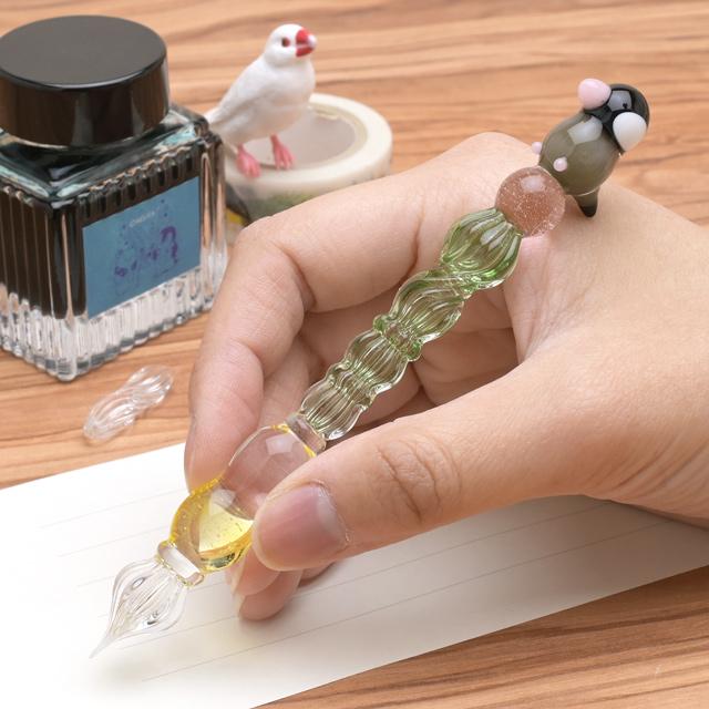 ガラスペン パラグラス 桜文鳥 animal glass pen paraglass プレゼント
