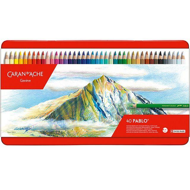 CARAN d'ACHE - 色鉛筆 40色 水道の栓短距離競走 差し上げ物 CARAND'ACHE 赤ちょうちんロ油性色鉛筆 0666-340  画材 油性 母の日 爆買 筆記用具-色鉛筆