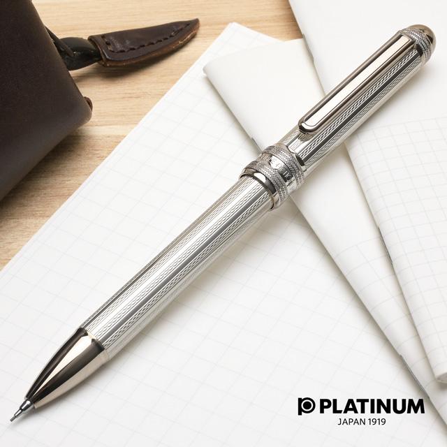 【新品 未使用】PLATINUM 多機能ペン スターリングシルバー アミシマ プラチナ万年筆 多機能ボールペン 名入れ ダブルアクション