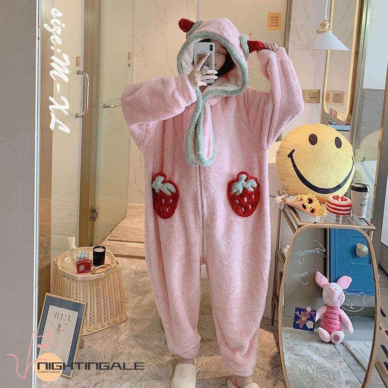 ラウンド 春秋冬 いちご ロンパース オールインワン ルームウェア レディース フランネルパジャマ オールインワン ルームウェア レディース フランネル パジャマ 厚手 可愛い ファスナー付き 部屋着 大きい 長袖 もこもこ 暖かい ルームウェア 部屋着 Www Mtautozone Com