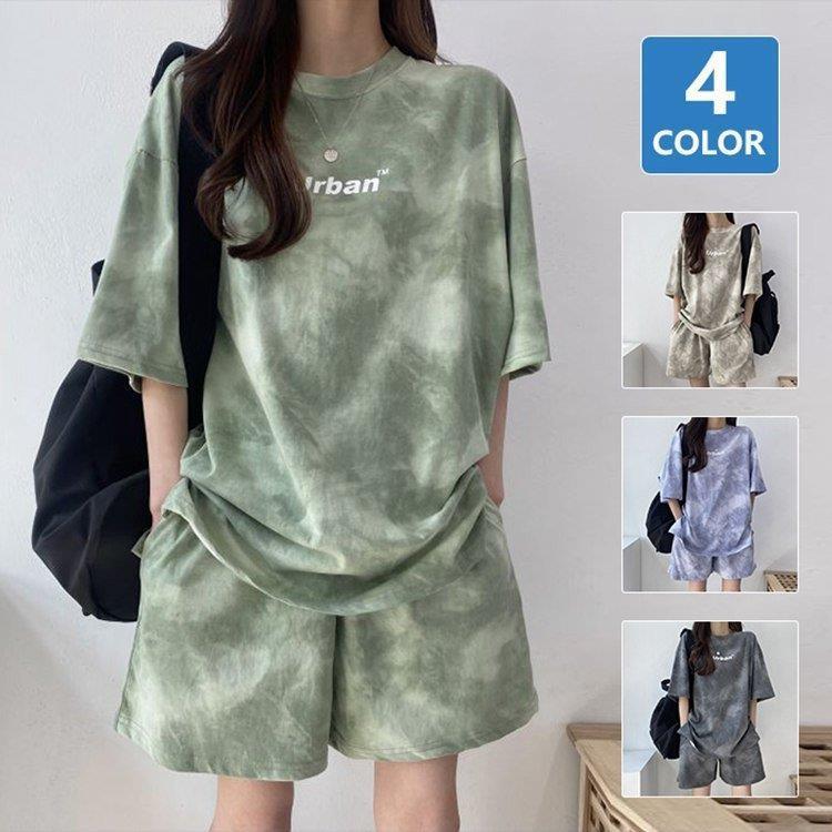 上下セット ゆったり セットアップ パジャマ ルームウェア レディース 夏 半袖 ｔシャツ ハーフパンツ 可愛い 女性 寝間着 送料0円