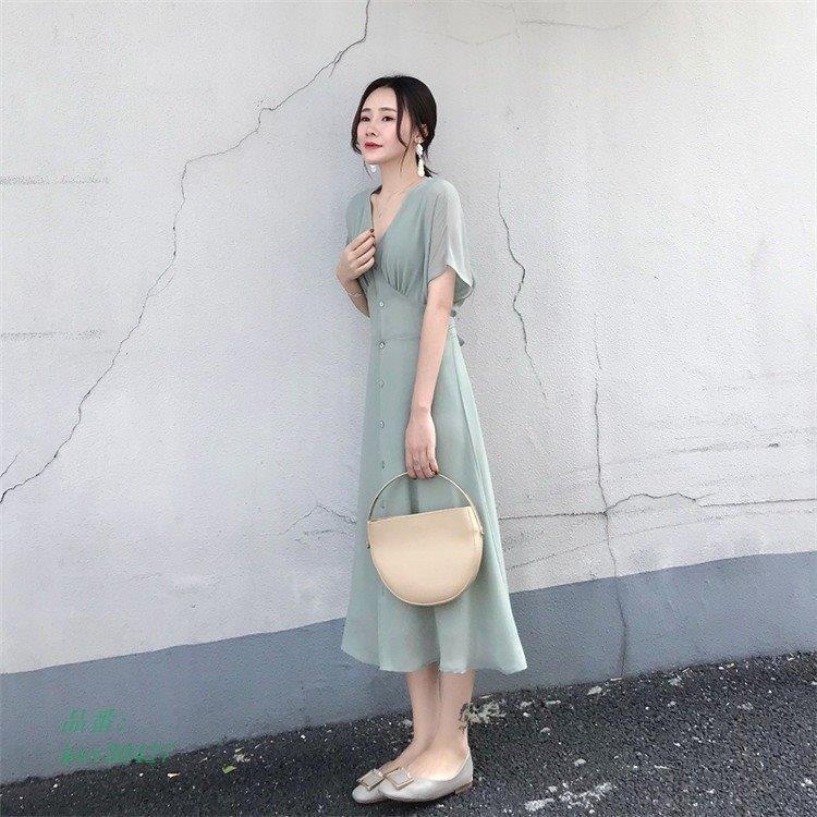 人気no 1 大きいサイズ ひざ丈 上品 キレイめ レディース ワンピース シフォンスカート 半袖ワンピース Olオシャレ 春夏 韓国風 着痩せ Vネック 通勤 ワンピース 色 S Www We Job Com