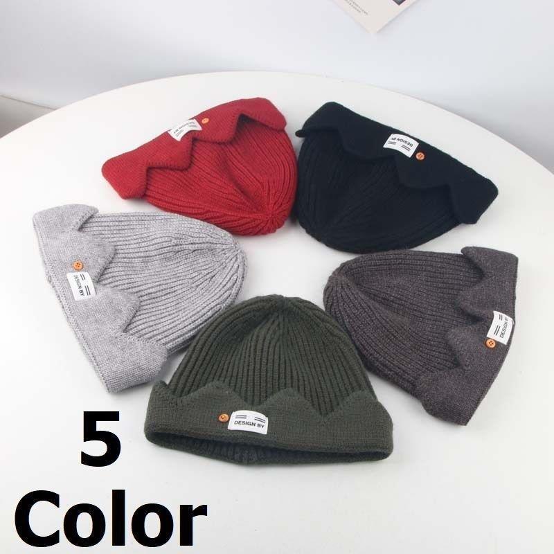 マラソン限定 ポイント5倍 ニット帽 帽子 ユニセックス レディース メンズ ファッション小物 シンプル 無地 プレーン ジグザグ ボタン ブラック レッド グレー グリーン カ Hanagrocare Com