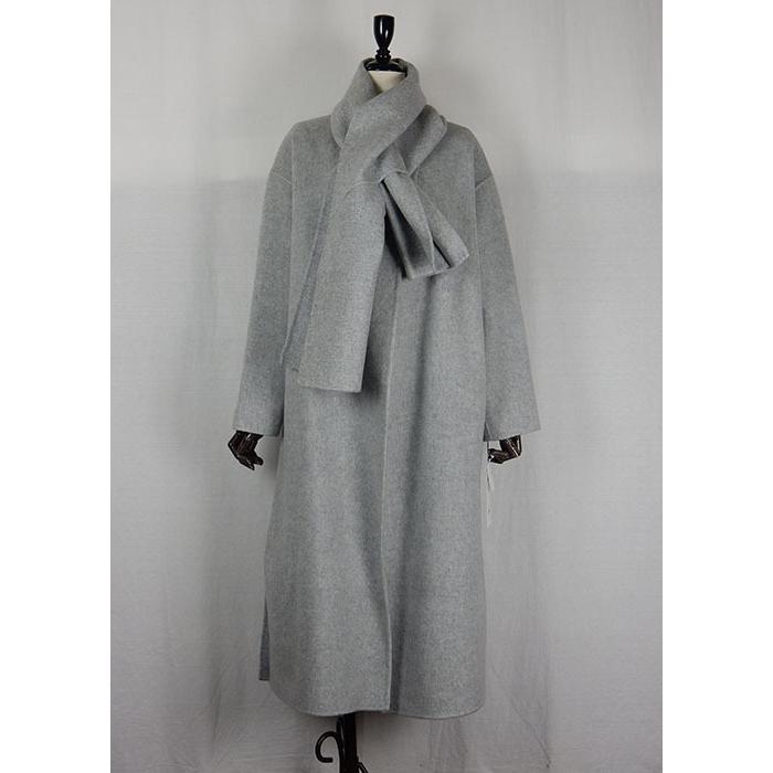 Cloche クロッシェ マフラー付きノーカラーコート 1枚仕立て リバーコート シンプルデザイン サイドスリット ノーカラー ストール付き Peony Peony Web 通販 Yahoo ショッピング