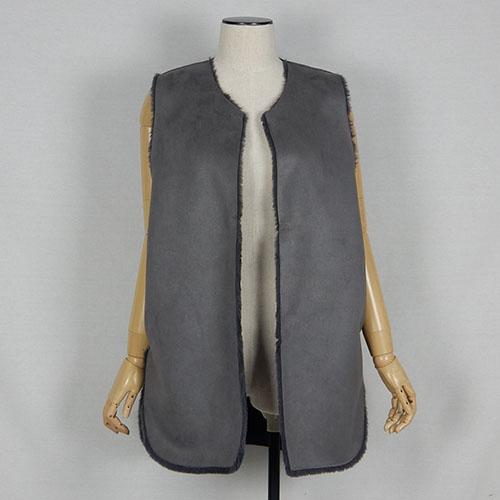 QTUME（クチューム）フェイクファージレ リバーシブル ｜ベスト・ジレ 