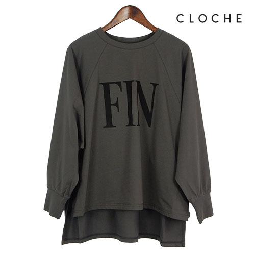 CLOCHE（クロッシェ）新着 長袖ロゴTシャツゆったりシルエットポンチョ 