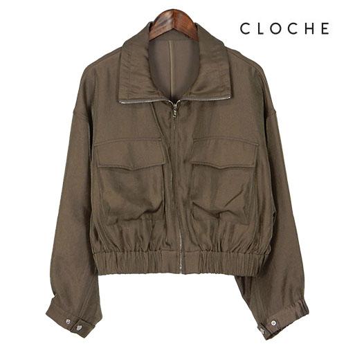 CLOCHE（クロッシェ） サテンブルゾン 光沢糸 大きめフラップポケット