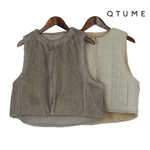 QTUME（クチューム）新着 2WAYベスト ファーベスト ファーと中綿の