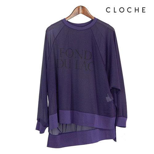 CLOCHE - クロッシェ CLOCHE♥新品未使用 チュールスウェット CLOCHE（クロッシェ） ドルマンスリーブロゴプリントトップス シアー