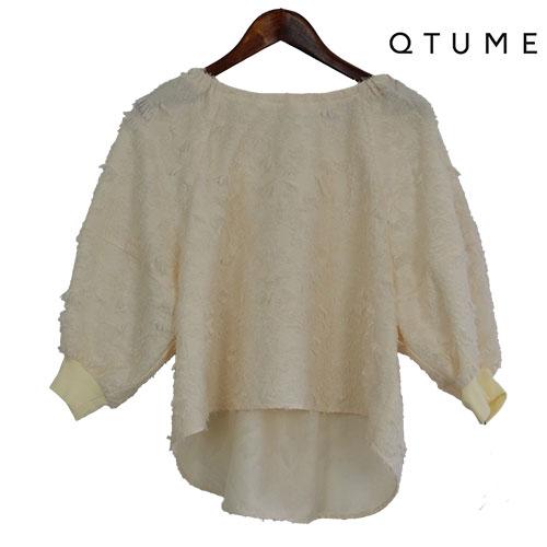 QTUME（クチューム）ジャガードトップス ボリュームスリーブ シアー感 