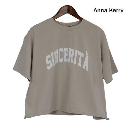 Anna Kerry - お値下げします！イタリア製Anna kellyの可愛いTシャツ ANNA KERRY（アンナケリー）ショート丈ドロストTシャツ ロゴTシャツ