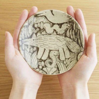 Lisa Larson（リサラーソン） 森と動物の絵皿/4寸皿/オオカミ/リサ