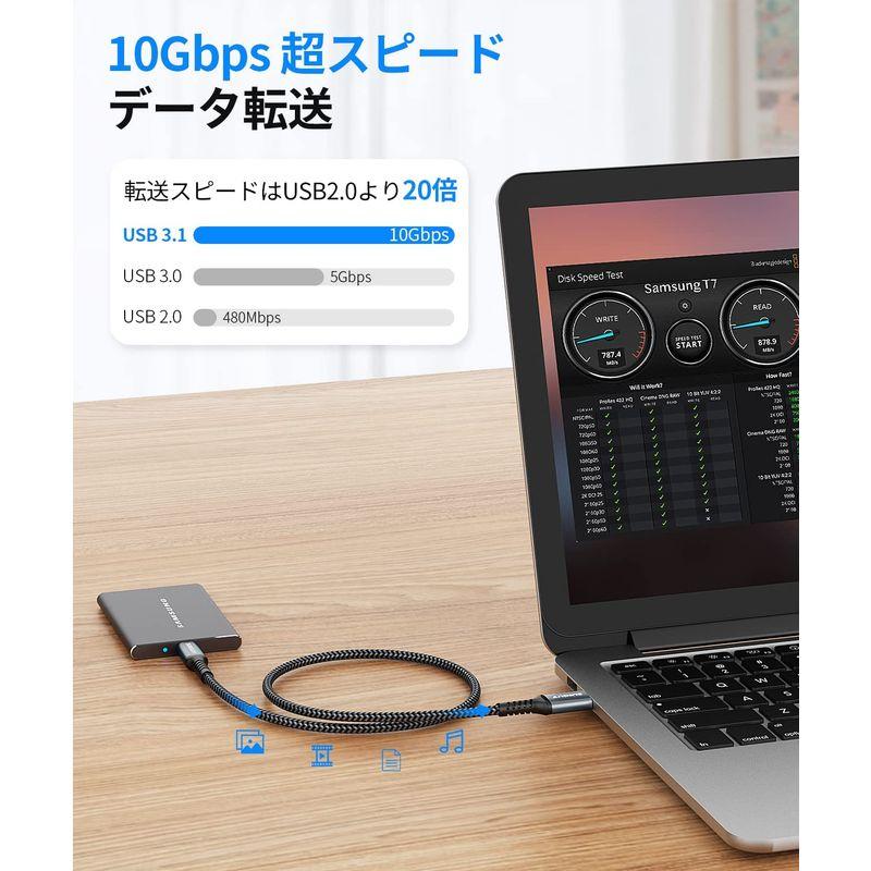 SUNGUY USB Type C ケーブル 0.3M USB3.1 Gen2 10Gbps データ転送 タイプ c 高速充電 USB-A｜pepe-shop｜02