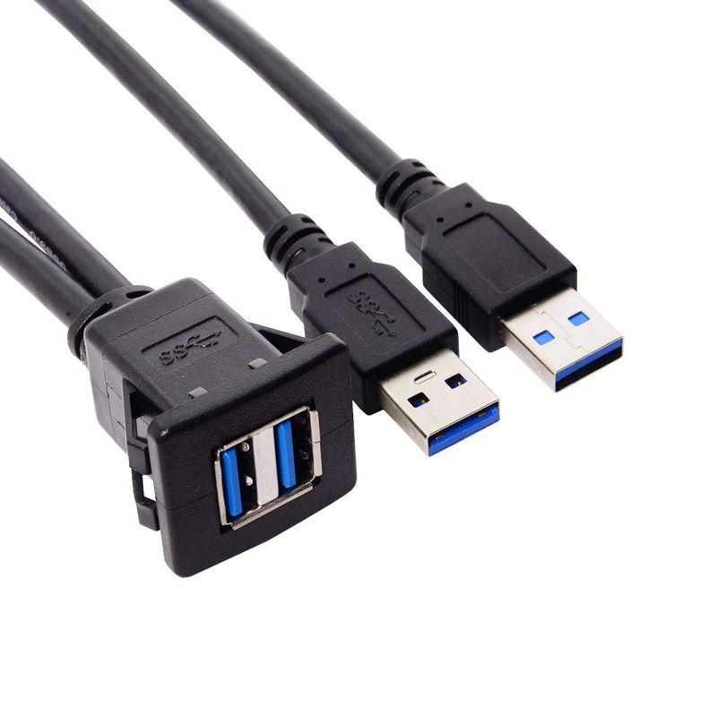 1m 防水 デュアルUSB 3.0 延長ラッチマウント 車 AUXケーブル ダッシュボードパネル用｜pepe-shop｜05