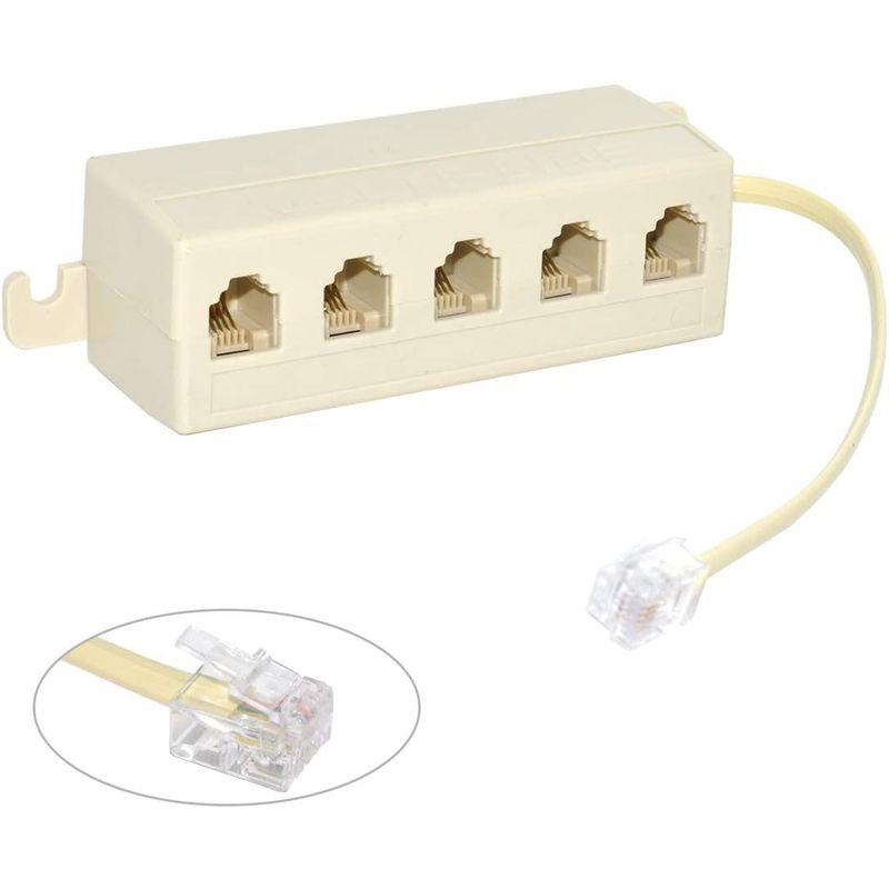 Cablecc 5?Way Outlet 6p4?C rj11?rj12電話電話モジュラージャックスプリッタアダプタベージュ1-in-5-o｜pepe-shop｜07