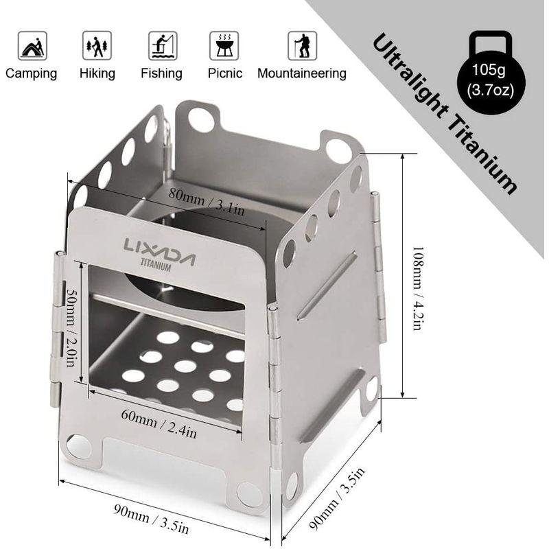 Lixada アルコールストーブ ウッドストーブ チタン 焚火台 折りたたみ 軽量 組立簡単 環境に優しい 収納袋付き 薪 ウッドストーブ｜pepe-shop｜09