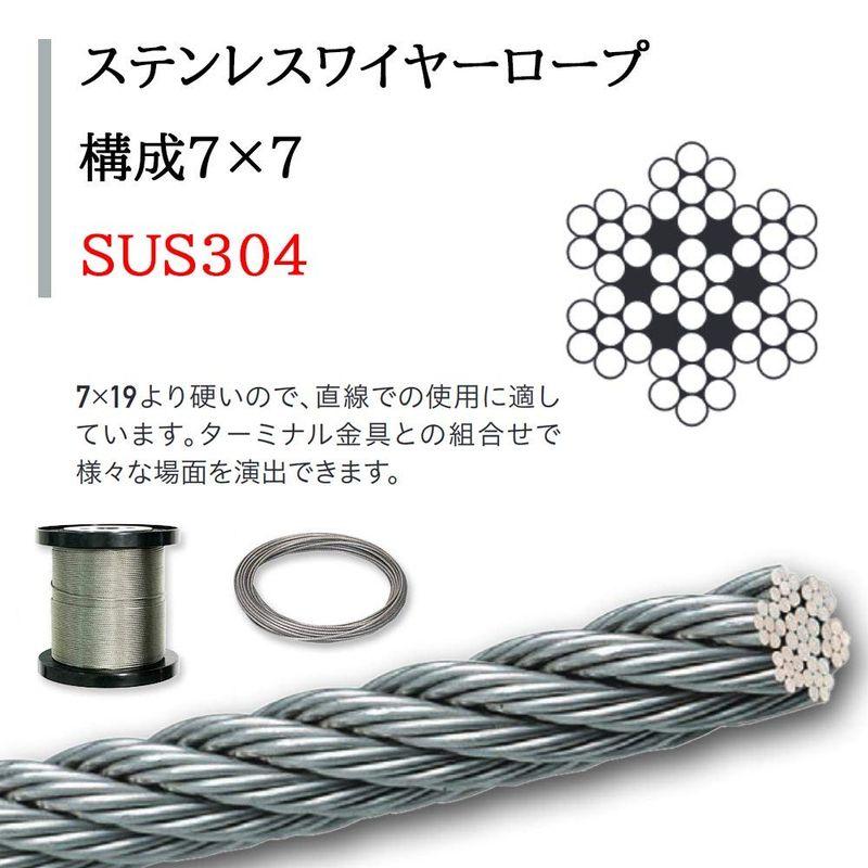 ステンレスワイヤーロープ　7×7　SUS304　200m　ボビン巻　(φ1.0mm)