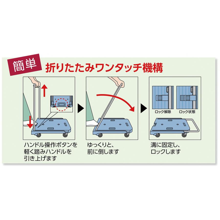 TRUSCO(トラスコ) 樹脂台車 こまわり君 省音G車輪 600×390 ブルー MP-6039N2-B 折りたたみ 軽量 静か 静音｜pepe-shop｜04