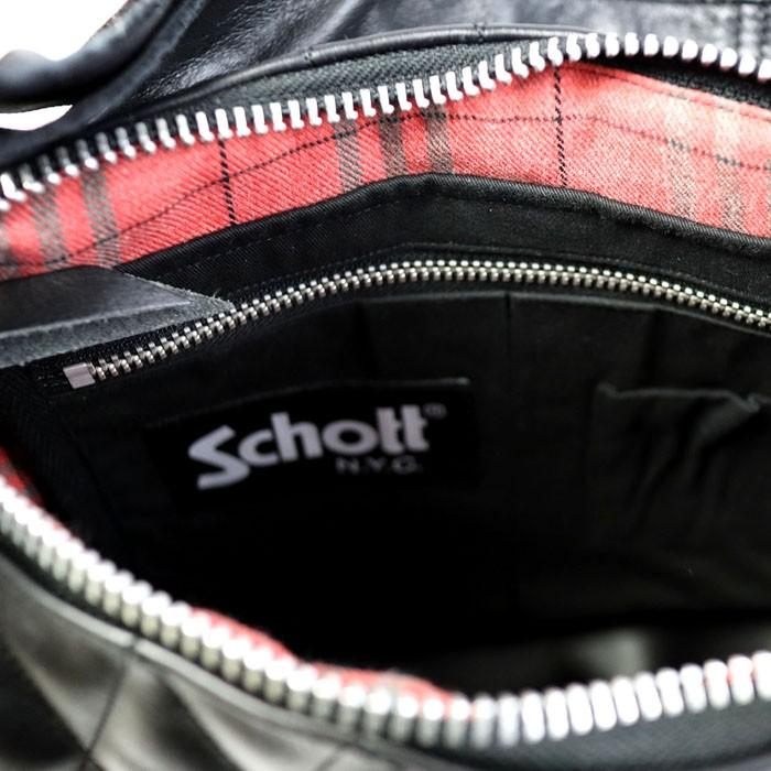 正規取り扱い店 3109022 Schott ショット PADDED BANANA BAG/パデッド バナナ バッグ メンズ レザー本革 牛革 本皮 リアルレザー 黒 ブラック ボディーバッグの画像