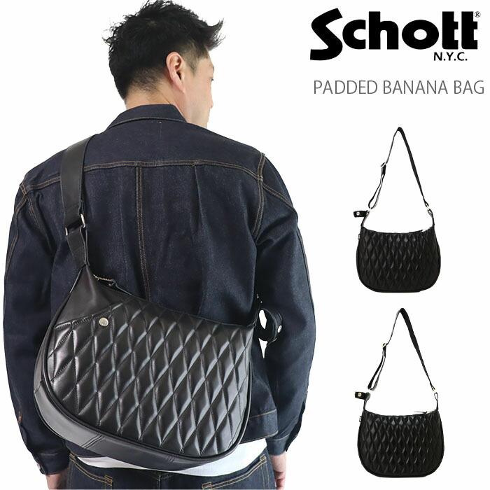 ○★訳有り新品未使用　Schott（ショット）　パディット バナナバッグ　黒 Schott N.Y.C（ショット） ショルダーバッグ SCHOTT-PADDED BANANA BAG