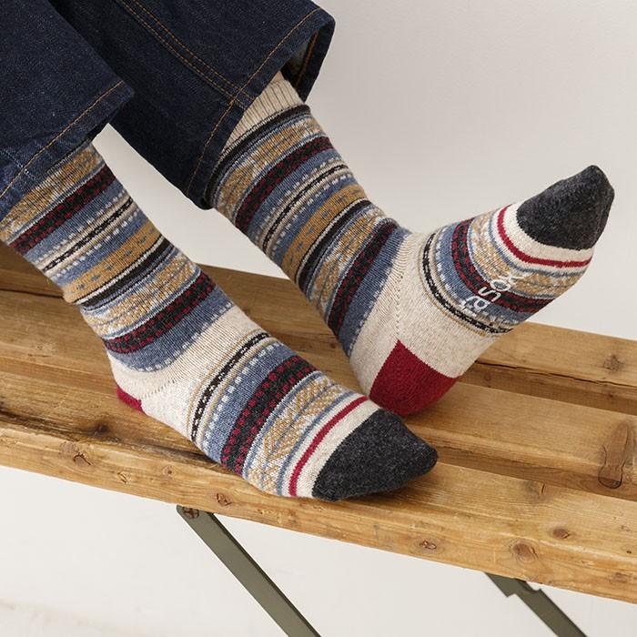 ラソックス 正規取扱店 日本製 rasox ソックス まとめ買い L字型 CA132CR04 ジャガードウール・クルー 靴下 くつ下 直角  レディース メンズ | rasox | 02