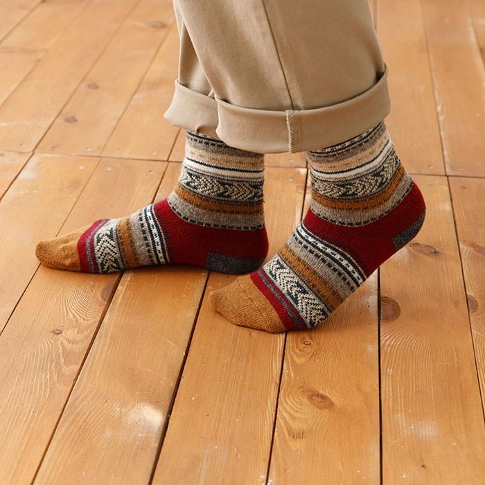 ラソックス 正規取扱店 日本製 rasox ソックス まとめ買い L字型 CA132CR04 ジャガードウール・クルー 靴下 くつ下 直角  レディース メンズ | rasox | 04