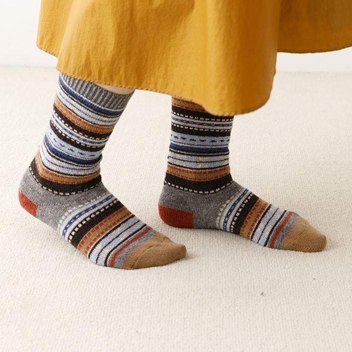 ラソックス 正規取扱店 日本製 rasox ソックス まとめ買い L字型 CA132CR04 ジャガードウール・クルー 靴下 くつ下 直角  レディース メンズ | rasox | 05