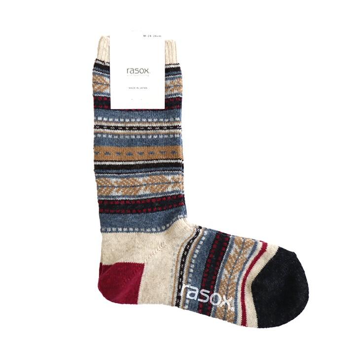ラソックス 正規取扱店 日本製 rasox ソックス まとめ買い L字型 CA132CR04 ジャガードウール・クルー 靴下 くつ下 直角  レディース メンズ | rasox | 06