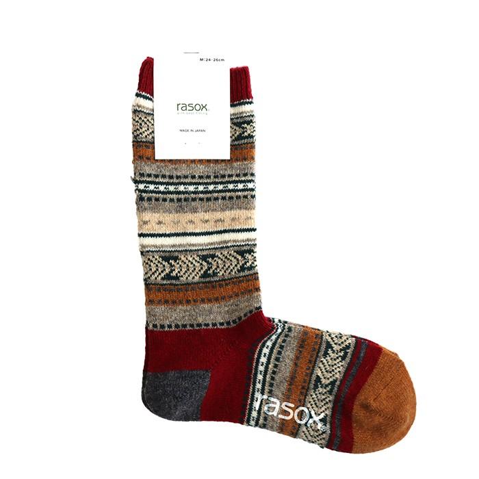 ラソックス 正規取扱店 日本製 rasox ソックス まとめ買い L字型 CA132CR04 ジャガードウール・クルー 靴下 くつ下 直角  レディース メンズ | rasox | 07