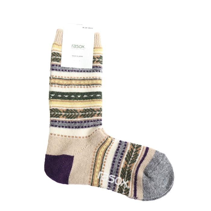 ラソックス 正規取扱店 日本製 rasox ソックス まとめ買い L字型 CA132CR04 ジャガードウール・クルー 靴下 くつ下 直角  レディース メンズ | rasox | 09