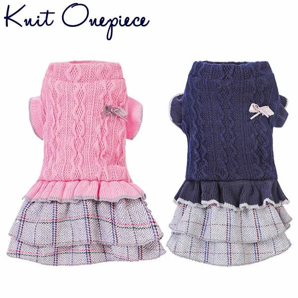 犬服 犬 服 冬 小型犬 ニット ワンピース チェックスカート Xs S M L Xl 冬 ネイビー Fan37 Pepe ペット用品専門店 通販 Yahoo ショッピング