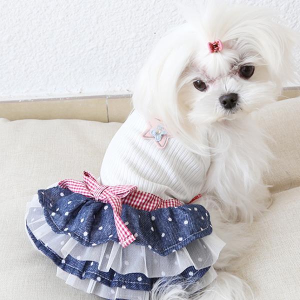 Sale 犬服 犬 服 小型犬 リボン付き デニムスカート ワンピース ドッグウエア Xs S M L Xl Faw336 Pepe ペット用品専門店 通販 Yahoo ショッピング