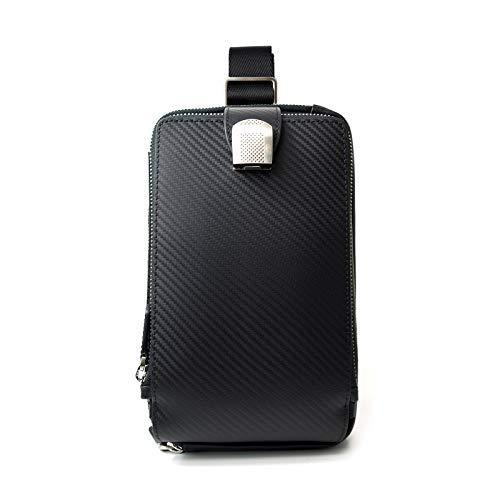 イタリア スペイン製カーボンレザー ボディーバック イタリア製カーボンレザー レディースファッション Black ショルダーバッグ B091t9klcq