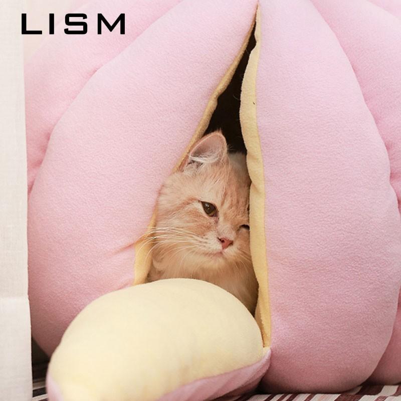 猫 犬ベッドマット L58x58 cm クッション かわいい家 暖かい 柔らかい 取り外し可能 バスケットテント 犬小屋｜pepper｜03