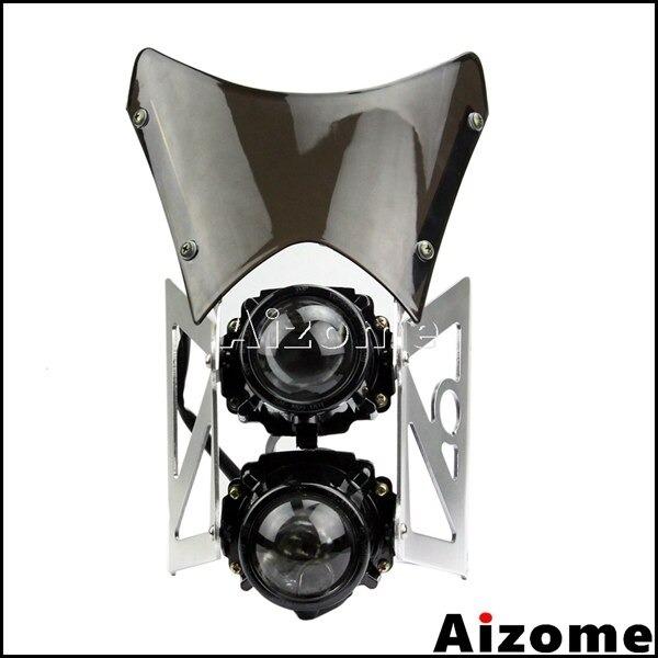 バイク ヘッドライトASSY デュアル ヘッドライト ウインドシールド