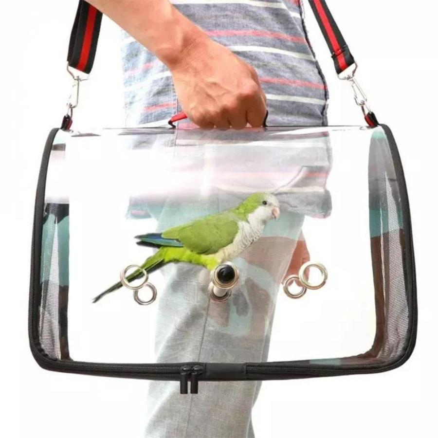 [並行輸入品] ポータブルバードキャリア - 透明なオウムのキャリングケース 小さなペット 鳥 オウム スズキ付きの透明なアクリルケージ用の屋外通気性鳥トラベルバッグ Lkoer