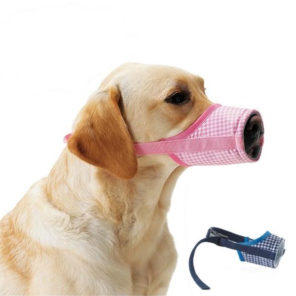 ギンガムチェックしつけ用口輪 Mサイズ 犬用品 躾 拾い食い防止 ムダ吠え防止 噛みグセ ペットグッズ 散歩 マズル 国産 日本産