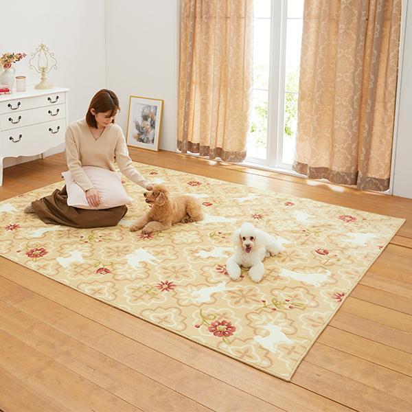 ペットマット ロマネスクシルエット 抗菌はっ水ラグ 130×190 犬 いぬ